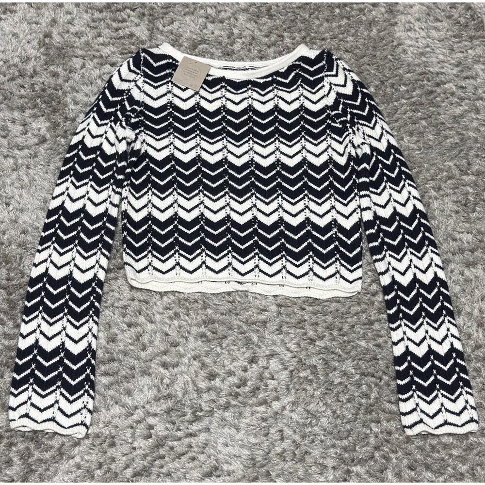 Crochet Cropped Sweater Women’s Boho Long Sleeve Festival Top Cottagecore S NWT